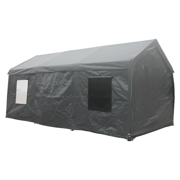 Unbranded 10 ft. W x 20 ft. D x 10 ft. H Heavy-Duty Outdoor Carport, Canopy Portable Garage, Gray Color