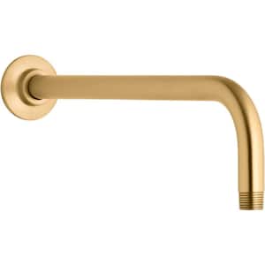 Wall Mount Rainhead Arm and Flange in Vibrant Brushed Moderne Brass