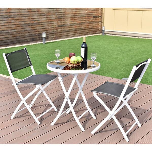 3 Piece Wooden Outdoor Dining Garden Patio Furniture Folding Table Chairs 
