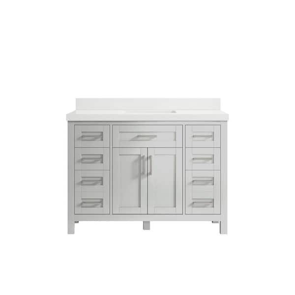 Willow Collections Cambridge 48 in. W x 22 in. D x 36 in. H Bath Vanity in Gray with 2 in White Quartz Top
