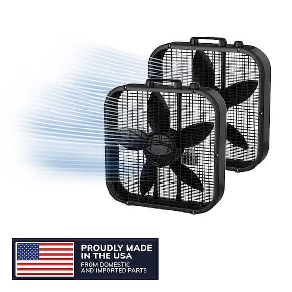 Black Box Fan 20 in. 3-Speed for Home with Save Smart Technology, 1800 CFM and Carry Handle, (2-Pack)