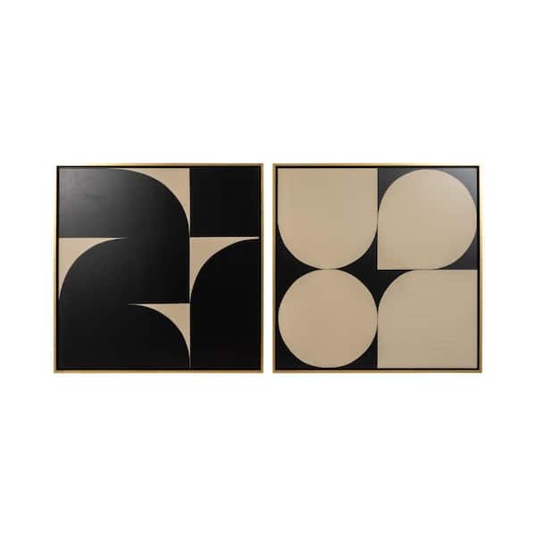 2-Piece Gold Framed Abstract Geometrics Art Print 47 in. x 95 in.