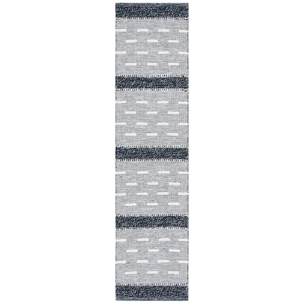 SAFAVIEH Striped Kilim Black Ivory 4 ft. X 6 ft. Striped Area Rug