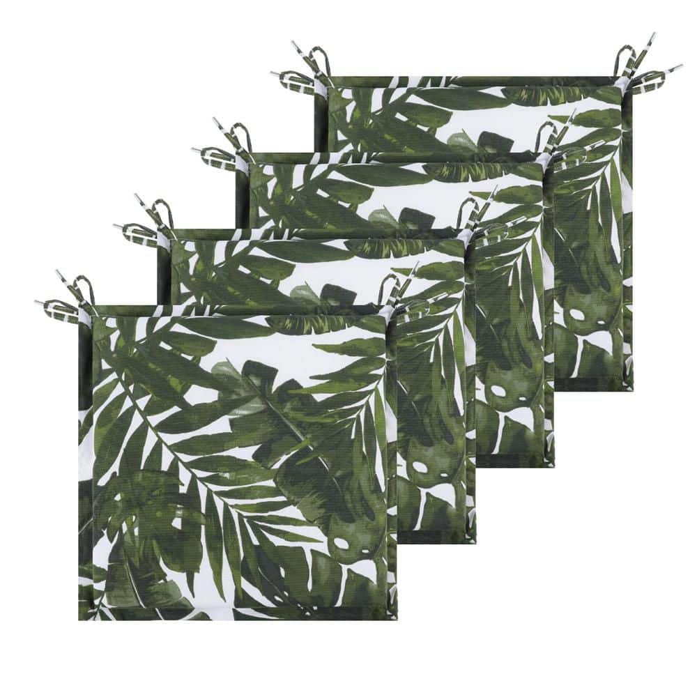 15 in. x 15 in. Palm Green Outdoor Patio Square Seat Cushion Replacement Se