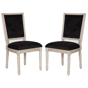 Buchanan Rectangular Velvet Chair in Black and Rustic Grey Finish (2-Pack)
