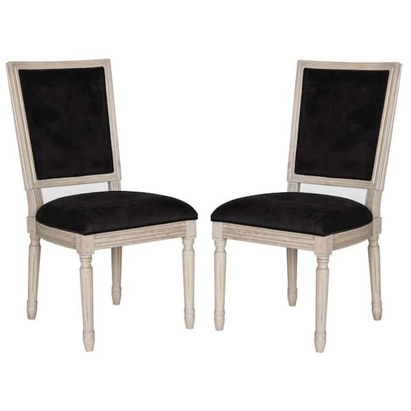 SAFAVIEH Buchanan Rectangular Velvet Chair in Black and Rustic Grey Finish (2-Pack)