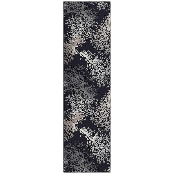 Surfside Black 2 ft. 3 in. x 7 ft. 6 in. Geometric Indoor/Outdoor Area Rug