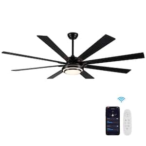 Gabriel 72 in. Indoor Black PlyWood Smart Ceiling Fan with Integrated LED, Works with Alexa/Google