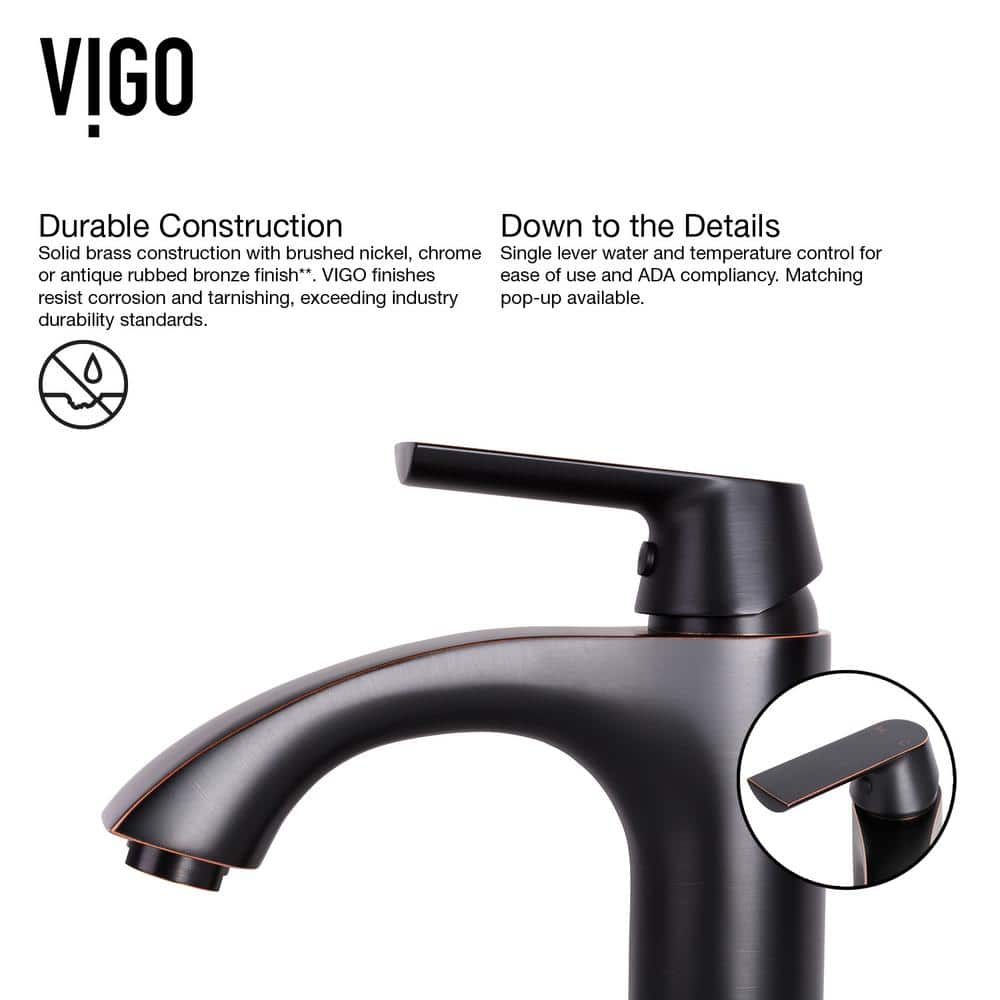 Clear Round Glass Vessel Sink with Antique Rubbed Bronze Faucet