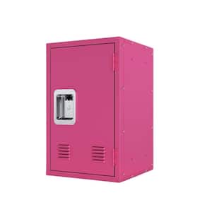 1-Tier Steel School Locker in Rose Pink, Detachable Compact Storage Cabinet (15 in. D x 15 in. W x 24 in. H)