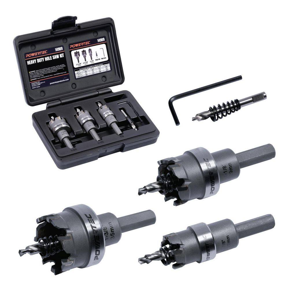 Carbide Tipped Hole Saw Kit, 7/8 in. 1-1/8 in. 1-3/8 in. Cutters, Extra Pilot Bit, Allen Key and Molded Carrying Case price history on PriceWatchPro