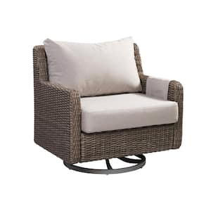 Vista Wicker Outdoor Swivel Tilt Chair with Sunbrella Fabric in Beige