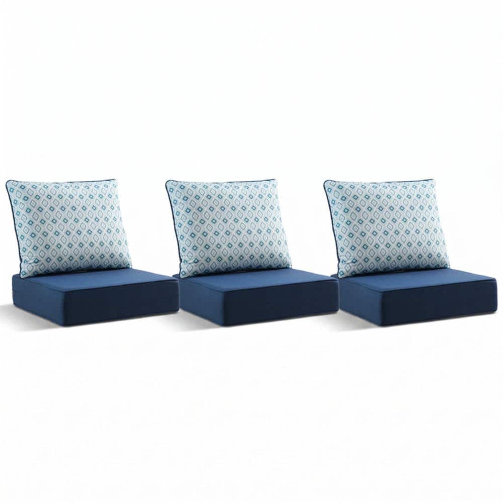 Duraolex 22in. W x 24in. D x 6in. Thick 6-Piece Deep Seating Outdoor Lounge Chair Olefin Cushion, Blue/Diamond Geo price history on PriceWatchPro