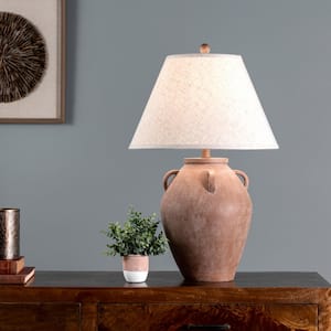 Kavala 29 in. Beige Resin Contemporary Table Lamp with Shade