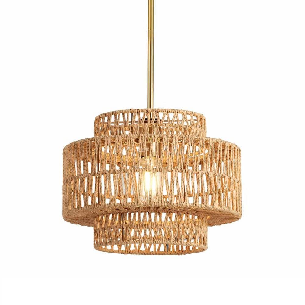 1 Light Gold Boho Rattan Chandelier Light Fixture Farmhouse Rustic Pendant Light for Kitchen Island Dining Room price history on PriceWatchPro