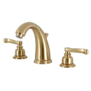 Royale 8 in. Widespread Double Handle Bathroom Faucet in Brushed Brass