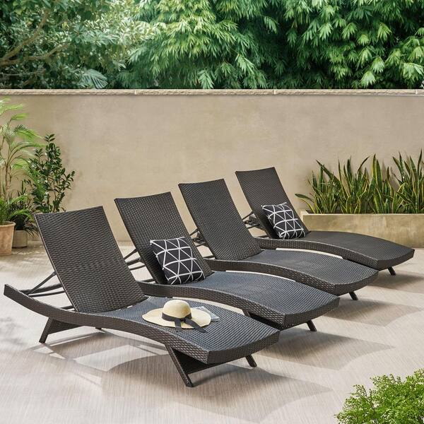 Noble House Miller Multi Brown 4 Piece, Best Outdoor Chaise Lounge Chair