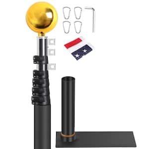 20 ft. Tailgate Flagpole with Tire Mount, Portable Flag Pole, Thickened Aluminum Flag Pole with US Flag, Dual Flag Mount