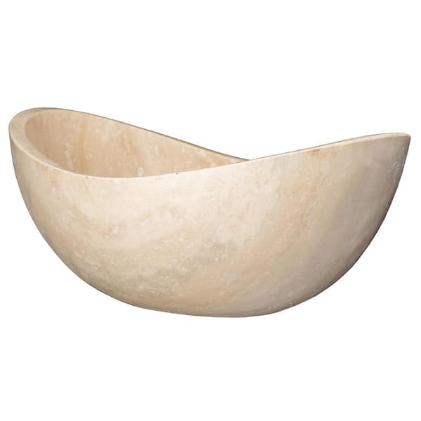 Eden Bath Small Canoe Vessel Sink in Beige Travertine