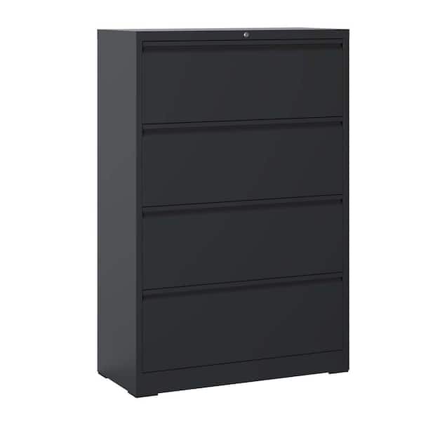 35.43 in W x 15.75 in D x 52.28 in H in Black Assembled Flex Wall Cabinet with 4-Drawer