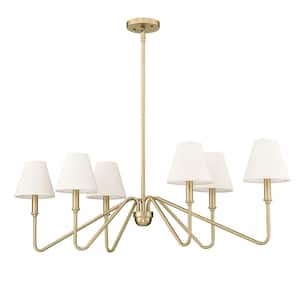 Kennedy 6-Light Brushed Champagne Bronze and Ivory Linen Linear Pendant Light