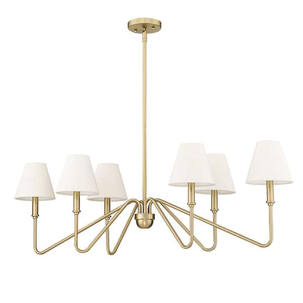 Golden Lighting Kennedy 6-Light Brushed Champagne Bronze and Ivory Linen Linear Pendant Light
