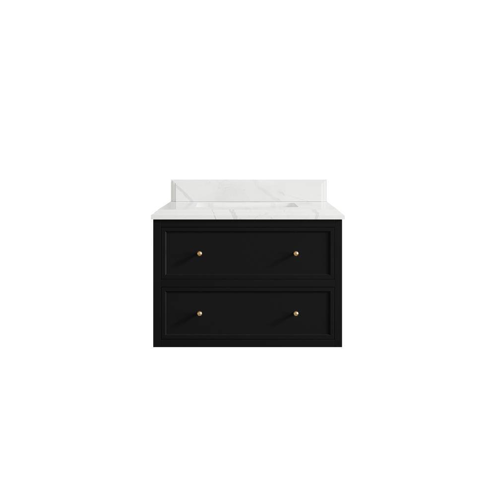 Roswell 30 in. Single Sink Freestanding Black Bath Vanity with Calacatta Laza Qt. Top Unassembled price history on PriceWatchPro