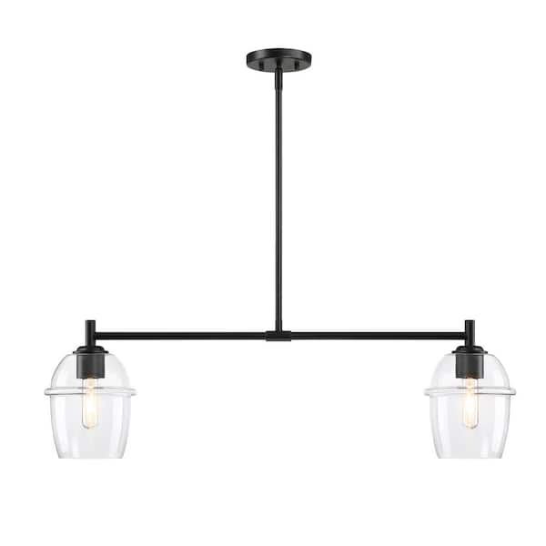 Designers Fountain Summer Jazz 60-Watt 2-Light Matte Black Transitional Island Pendant Light with Clear Glass Shades