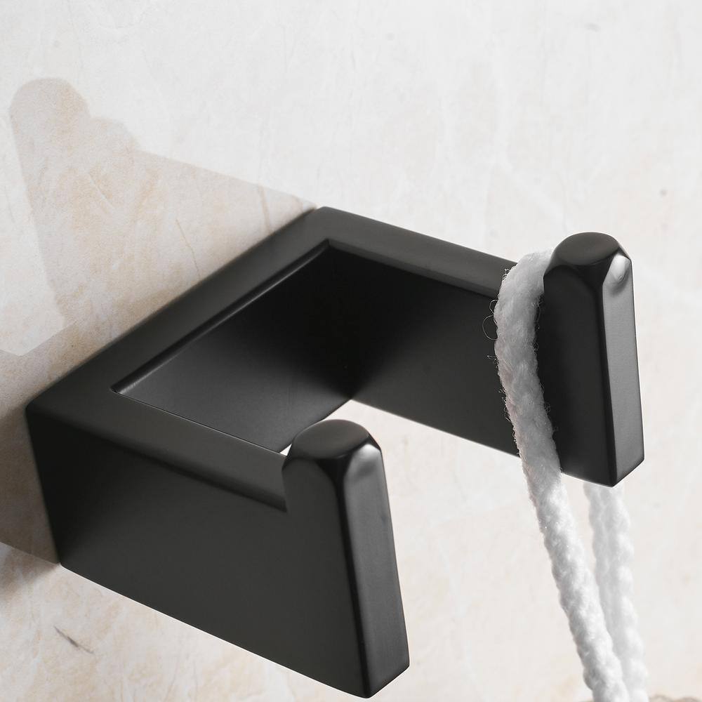 Matte Black Stainless Steel Wall Mounted J-Hook Bath Accessory
