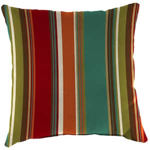 18" x 18" Westport Teal Multicolor Stripe Knife Edge Square Outdoor Throw Pillow