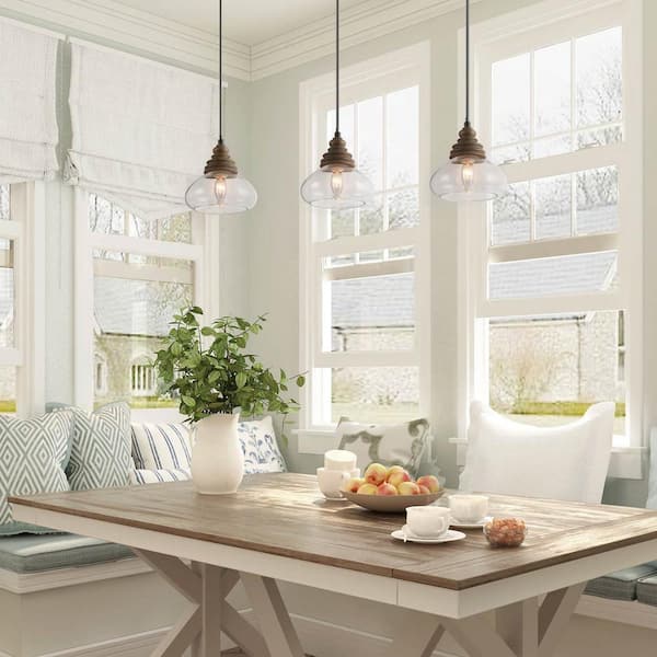 LNC Rustic Brown Wood Pendant Light 