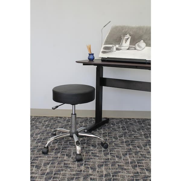 WorkPro Black/Chrome Antimicrobial Vinyl Medical Stool