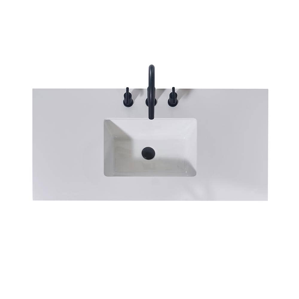 42" Snow White Ceramic Single Bathroom Vanity Top with Sink
