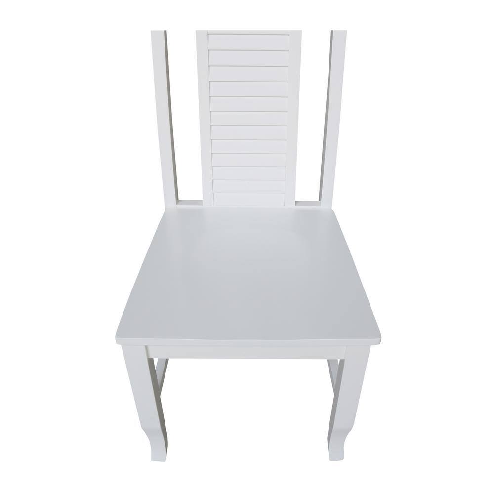 Seaside High-Back Solid Parawood Side Chairs in White - Set of 2