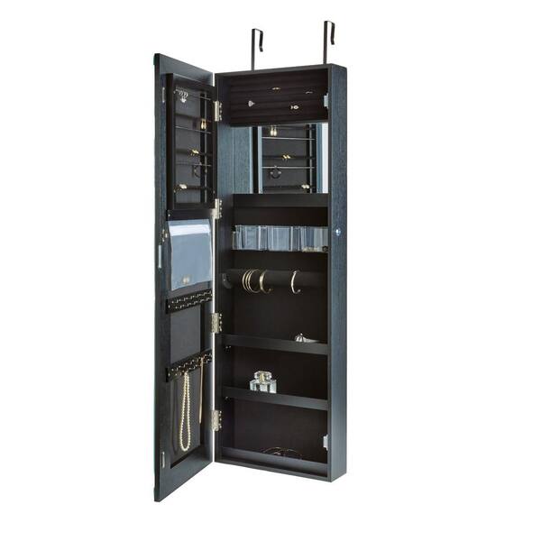 thumbnail image 2 of Costway Wall Mounted Lockable Jewelry Cabinet Armoire With LED Lights - Black 2 of 6