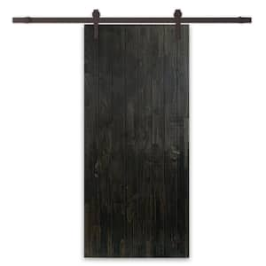 40 in. x 96 in. Charcoal Black Stained Solid Wood Modern Interior Sliding Barn Door with Hardware Kit