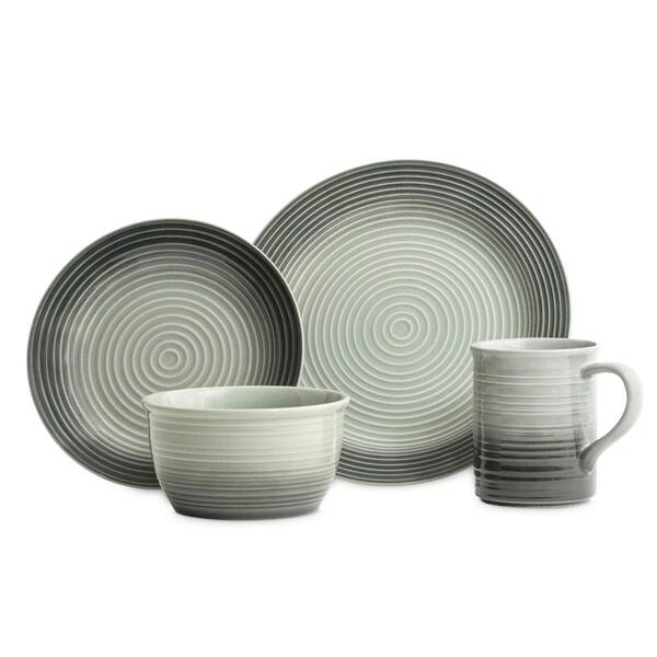 BAUM Gradient 16-Piece Grey Ceramic Stoneware Dinnerware Set (Service for 4)