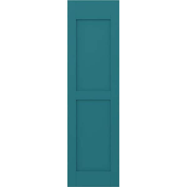 Ekena Millwork 12 in. W x 34 in. H Americraft 2-Equal Flat Panel Exterior Real Wood Shutters Pair in Antigua