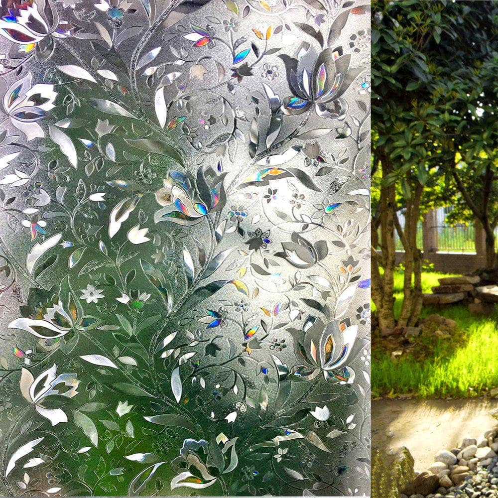 Privacy Window Film Non-Adhesive Cut Glass Decorative Static Anti-UV Window Clin 
