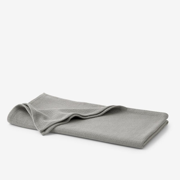 The Company Store Cotton Weave Mineral Gray Solid Woven Throw Blanket
