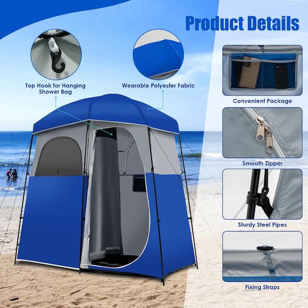jazz Hollow Pirate Costway Double-Room Blue Camping Shower Toilet Tent with Floor Oversize  Portable Storage Bag GP11664BL - The Home Depot