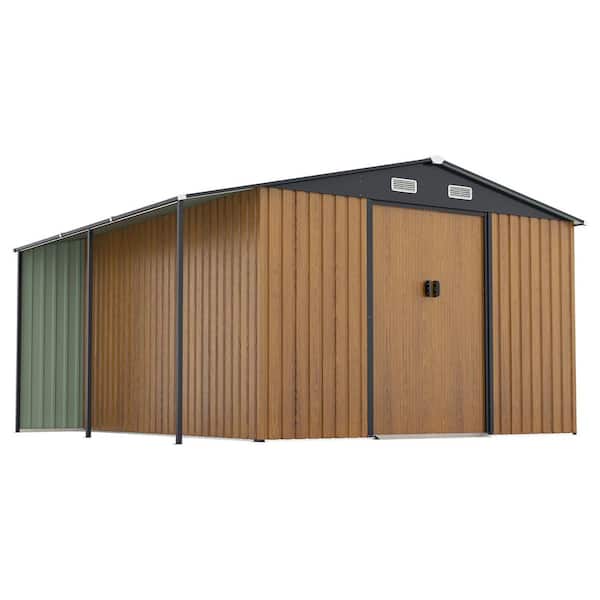 10 ft. W x 12 ft. D Yellow Metal Shed, Outside Steel Tiny House with Lockable Doors, Windows