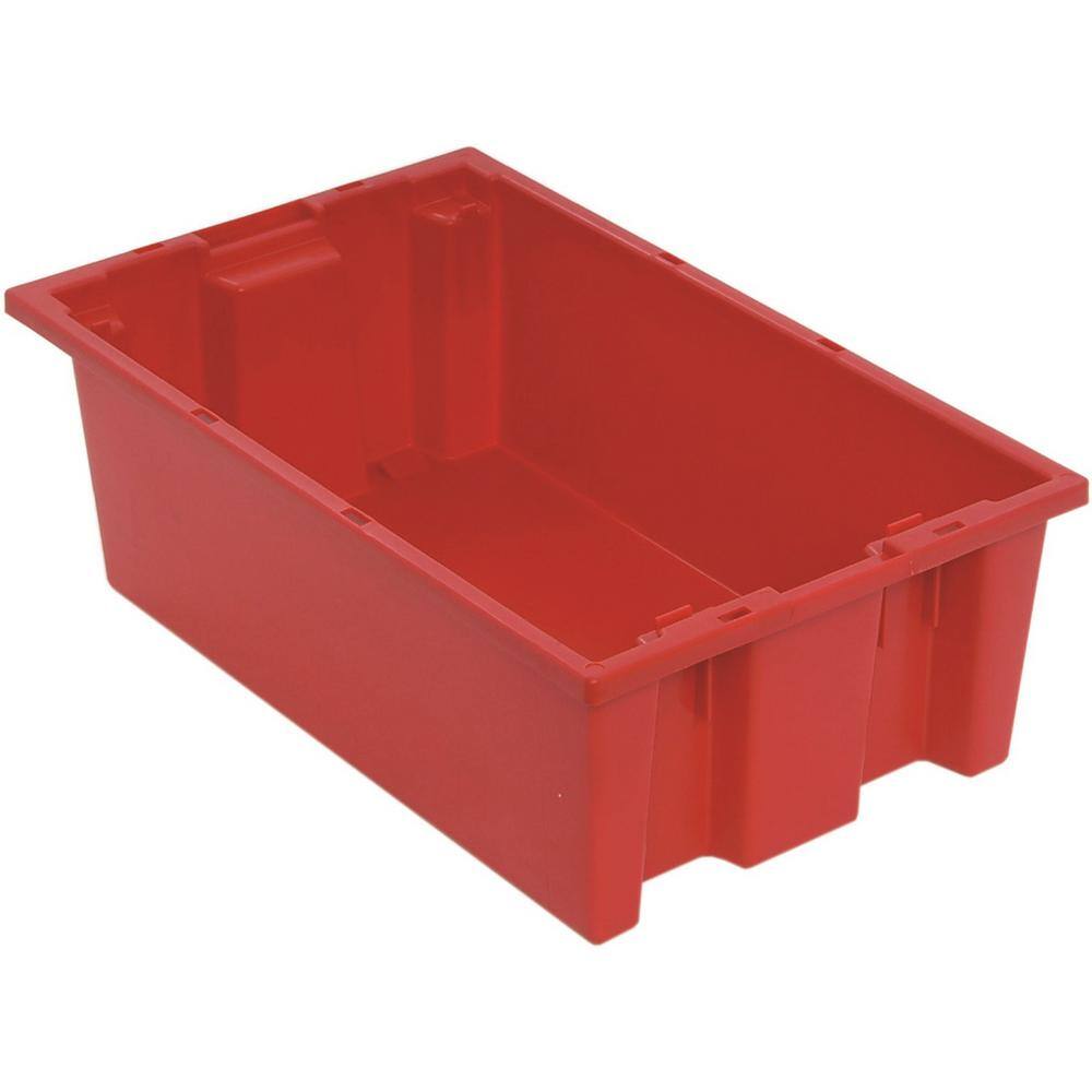 QUANTUM STORAGE SYSTEMS 3.5 Gal. Genuine Stack and Nest Tote in Red (Lid Sold Separately) (6