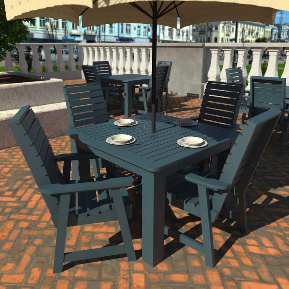 Highwood Glennville 5Pieces Square Recycled Plastic Outdoor Dining Set CMST5SQ44WDNBE The
