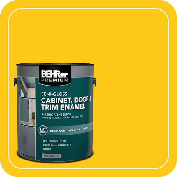 1 gal. #P300-7 Unmellow Yellow Semi-Gloss Enamel Interior/Exterior Cabinet, Door & Trim Paint
