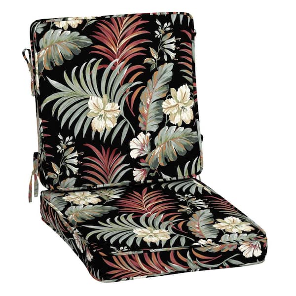 ARDEN SELECTIONS ProFoam 20 in. x 20 in. Outdoor High Back Dining Chair Cushion in Simone Black Tropical