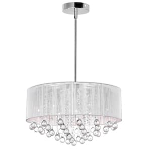 Water Drop 9 Light Drum Shade Chandelier With Chrome Finish