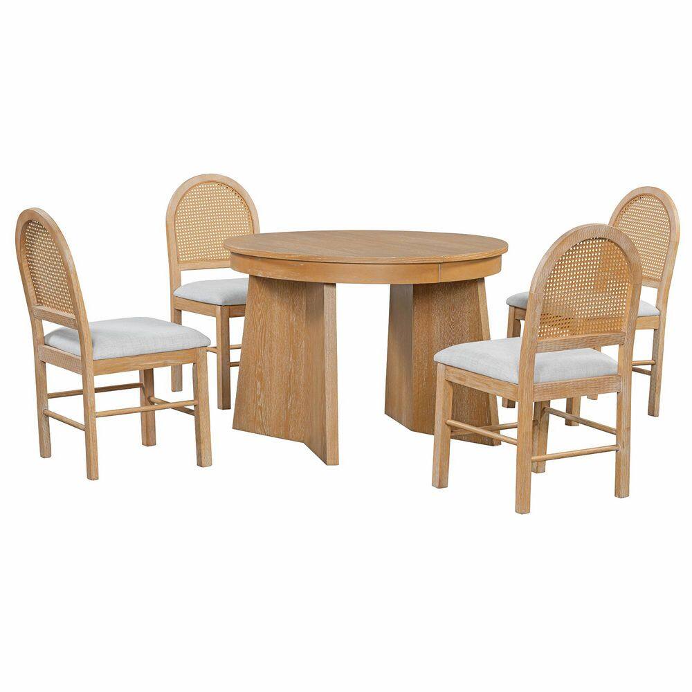 5-Piece Solid Wood Outdoor Conversation Patio Furniture Set with Beige Cushions price history on PriceWatchPro