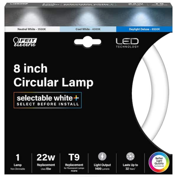 Feit Electric 8” Circular Lamp T9 Light Bulb 22 Watt Selectable White Color Feit Electric 8” Circular Lamp T9 Light Bulb 22 Watt Selectable White Color