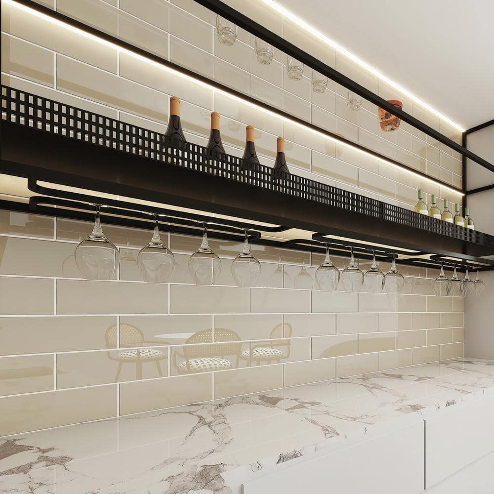 Light Taupe 4x12 Glass Subway Wall Tile